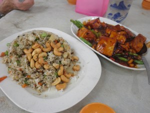 Fried rice and Mongolian tofu