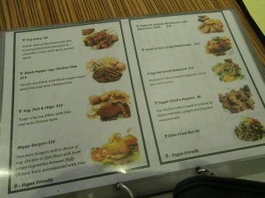 Some of the vegan menu options