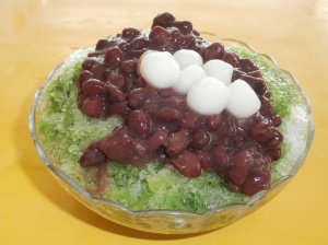 Matcha red bean shaved ice