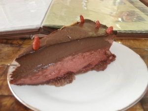 Raw chocolate, beet and avocado cake